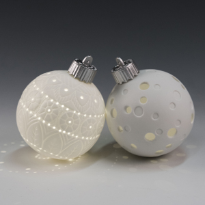 Set of porcelain Luminous Christmas Balls "White Christmas" 9pcs